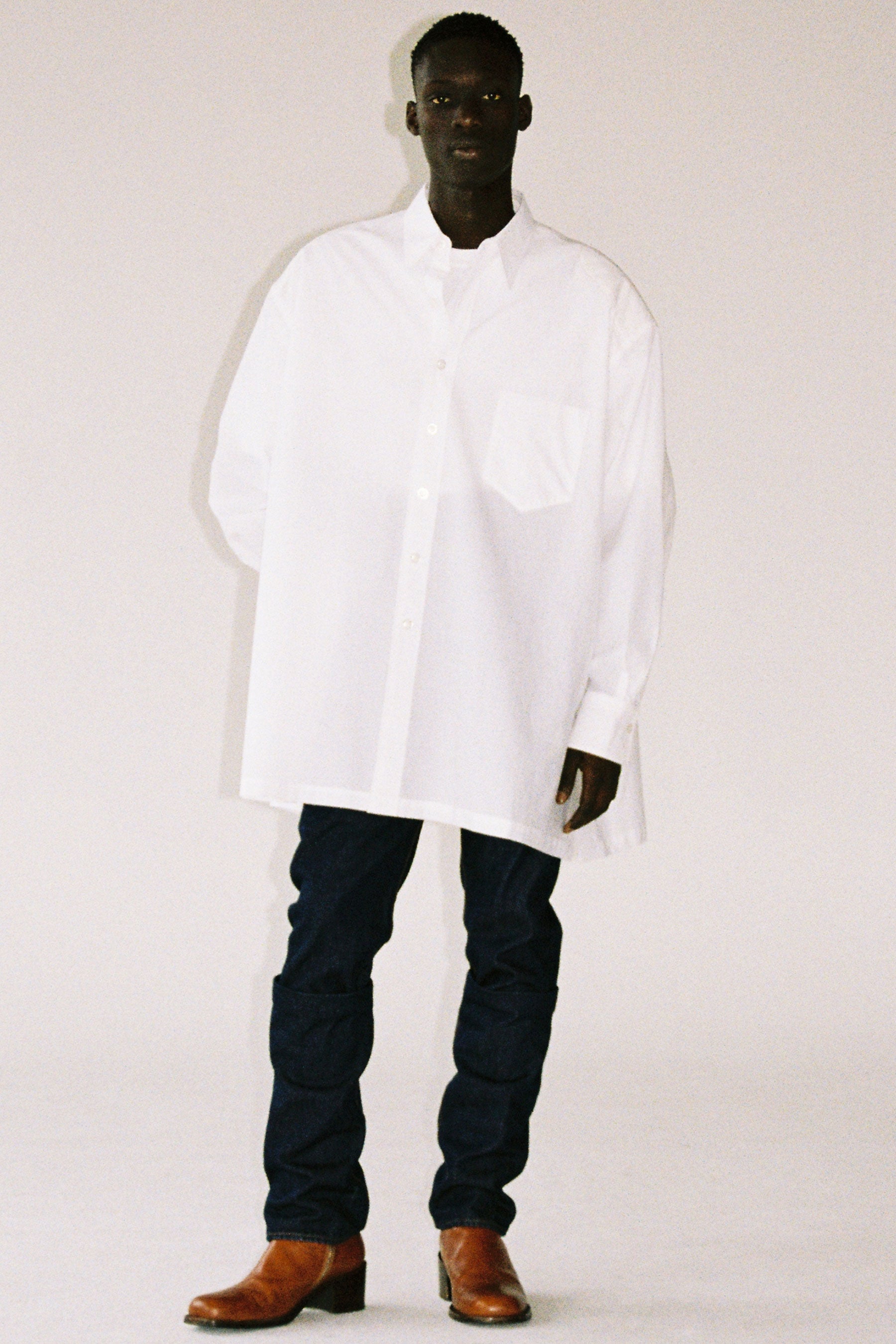 White Cotton Strong Arm Shirt Coat