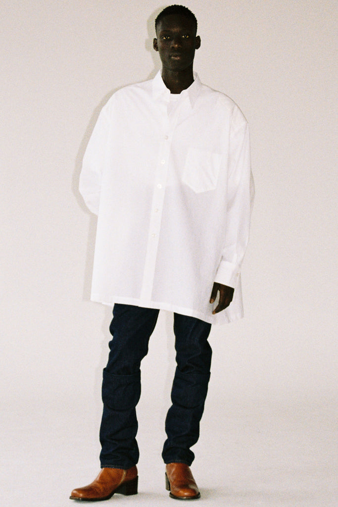 White Cotton Strong Arm Shirt Coat