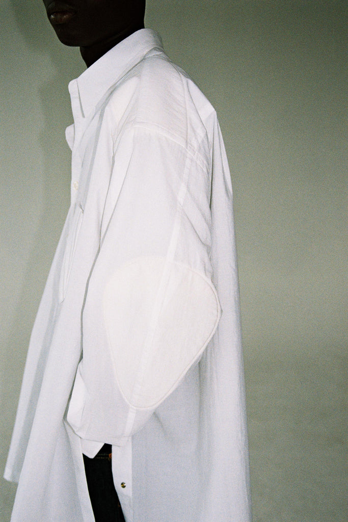White Cotton Strong Arm Shirt Coat