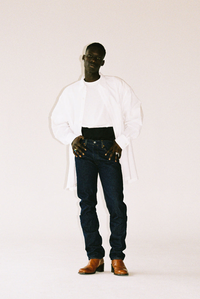 White Cotton Strong Arm Shirt Coat