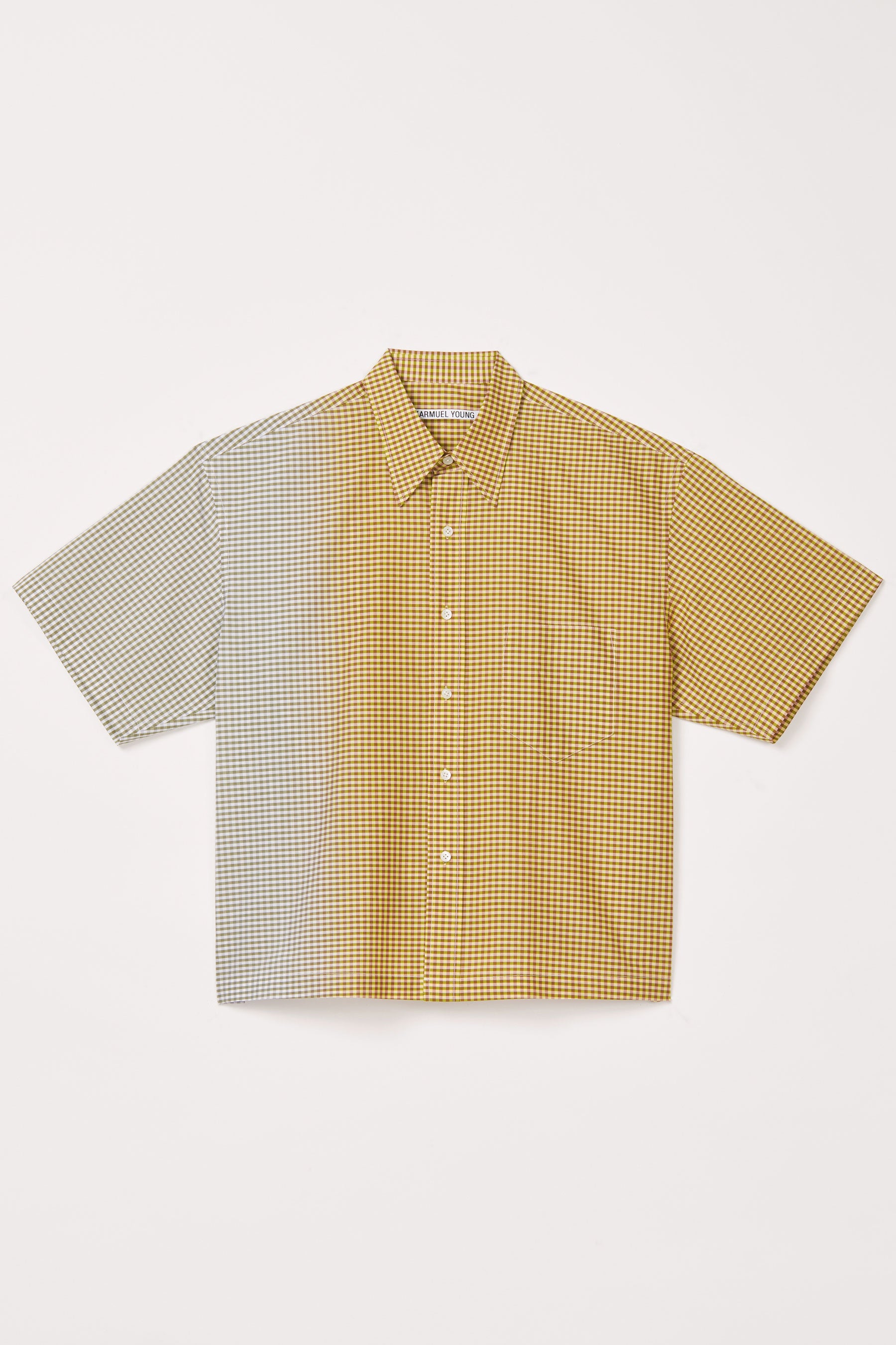 Yellow Cotton Gradient Check Weaved Square Shirt