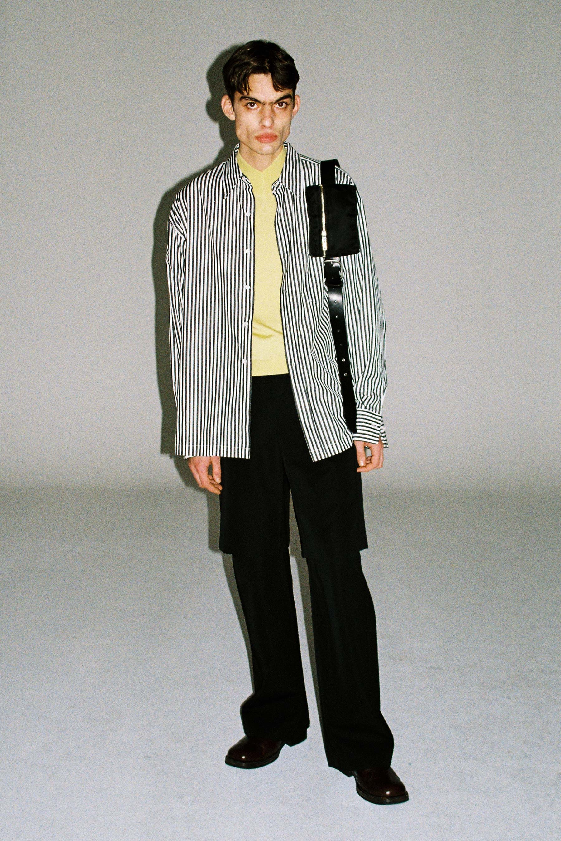Black Stripe Cotton Square Overshirt