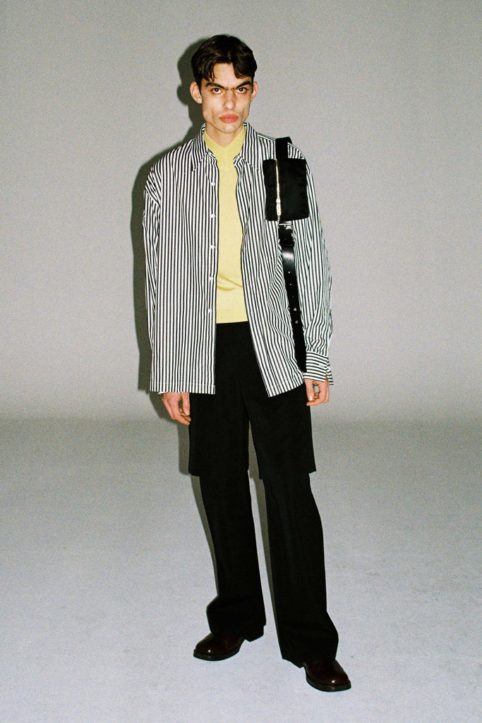 Black Stripe Cotton Square Overshirt