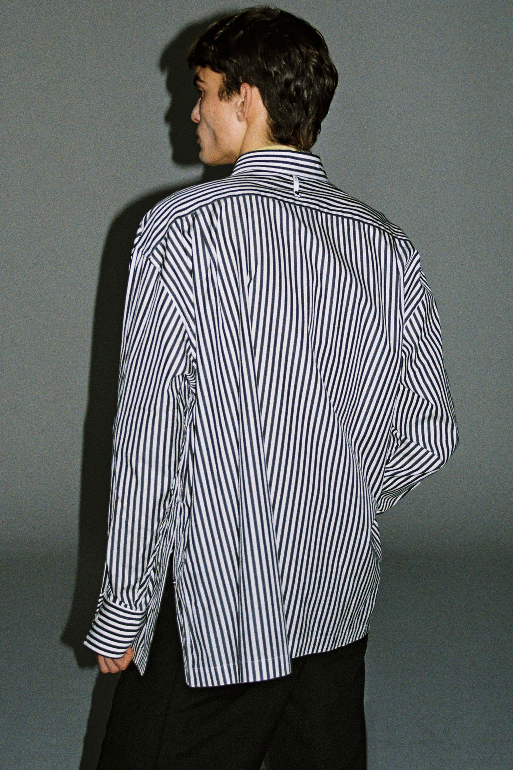 Black Stripe Cotton Square Overshirt