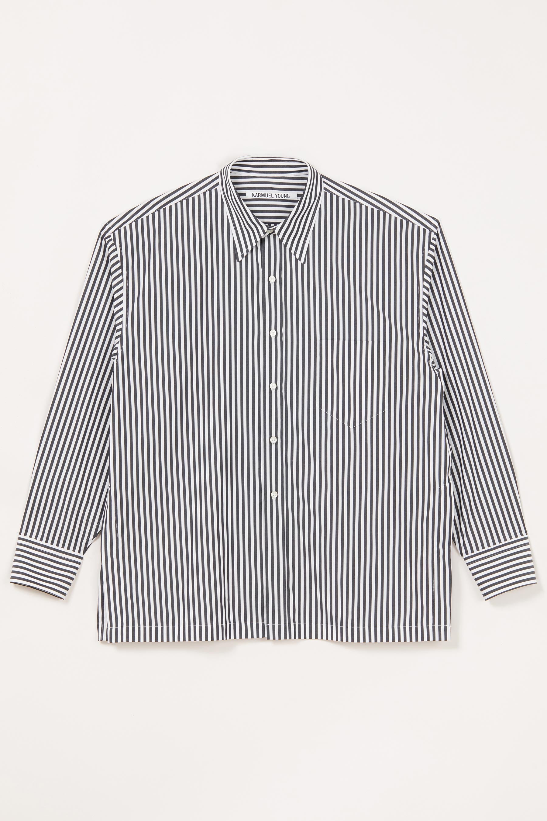 Black Stripe Cotton Square Overshirt