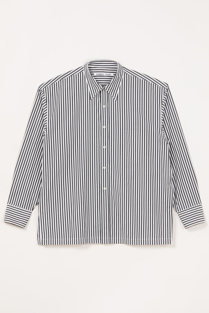 Black Stripe Cotton Square Overshirt