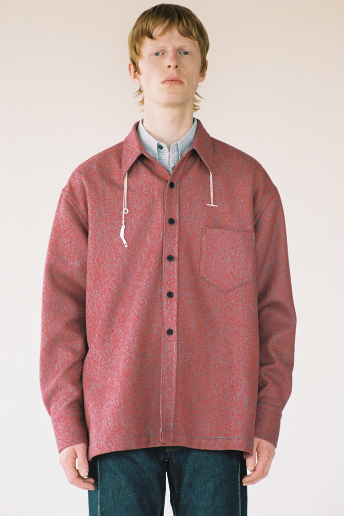 Red Woollen Square Overshirt