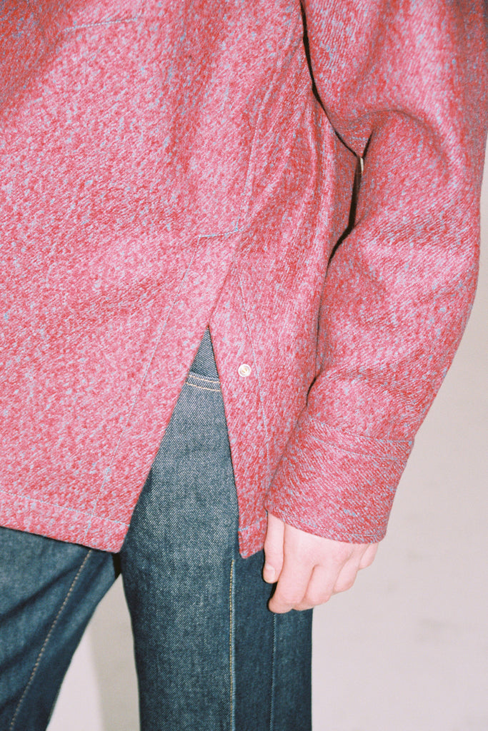 Red Woollen Square Overshirt