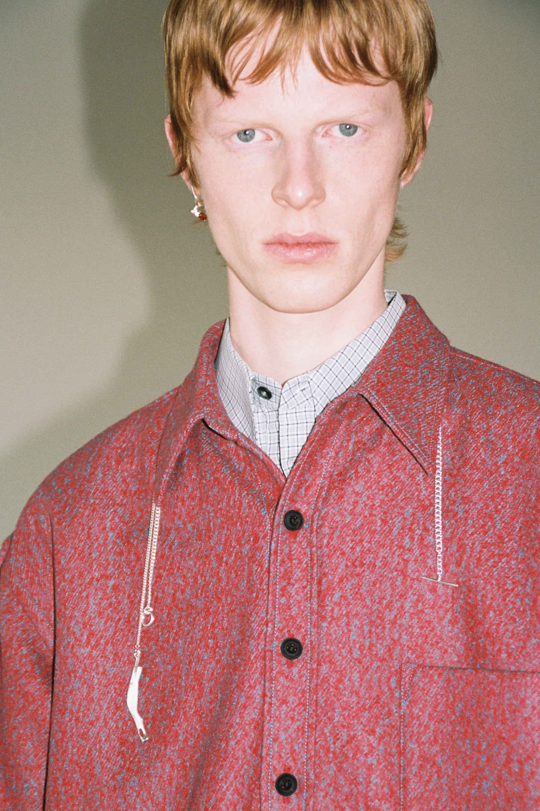 Red Woollen Square Overshirt
