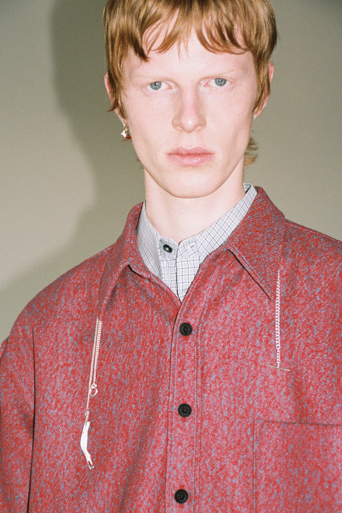 Red Woollen Square Overshirt