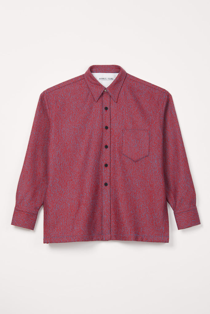 Red Woollen Square Overshirt