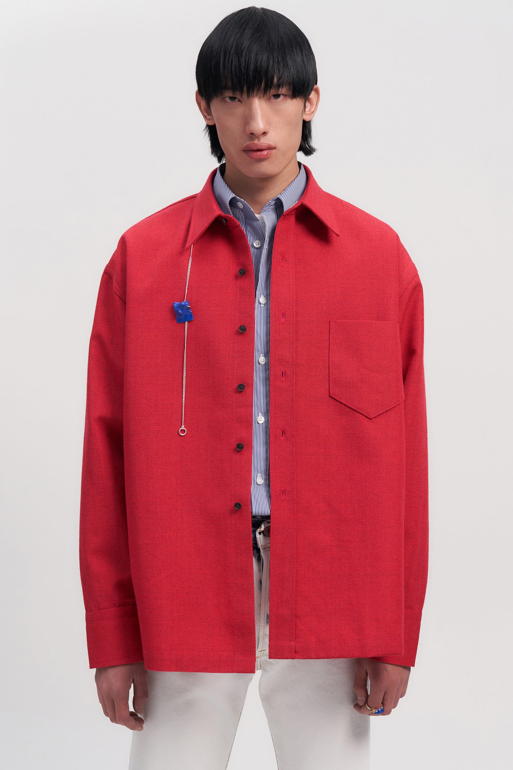 Red Woollen Square Overshirt