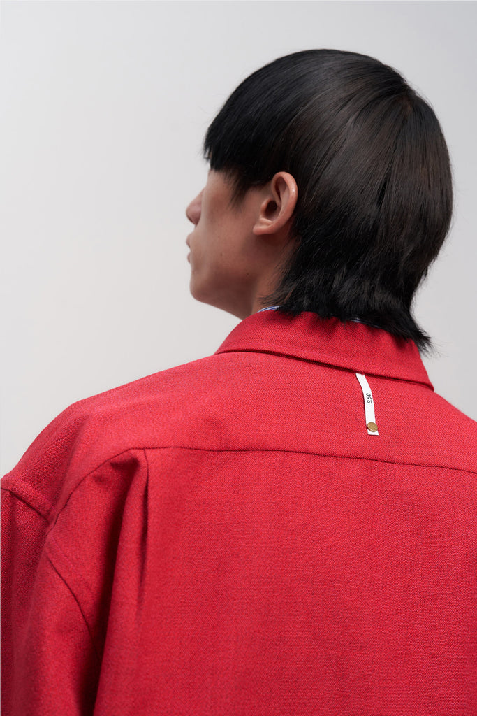 Red Woollen Square Overshirt
