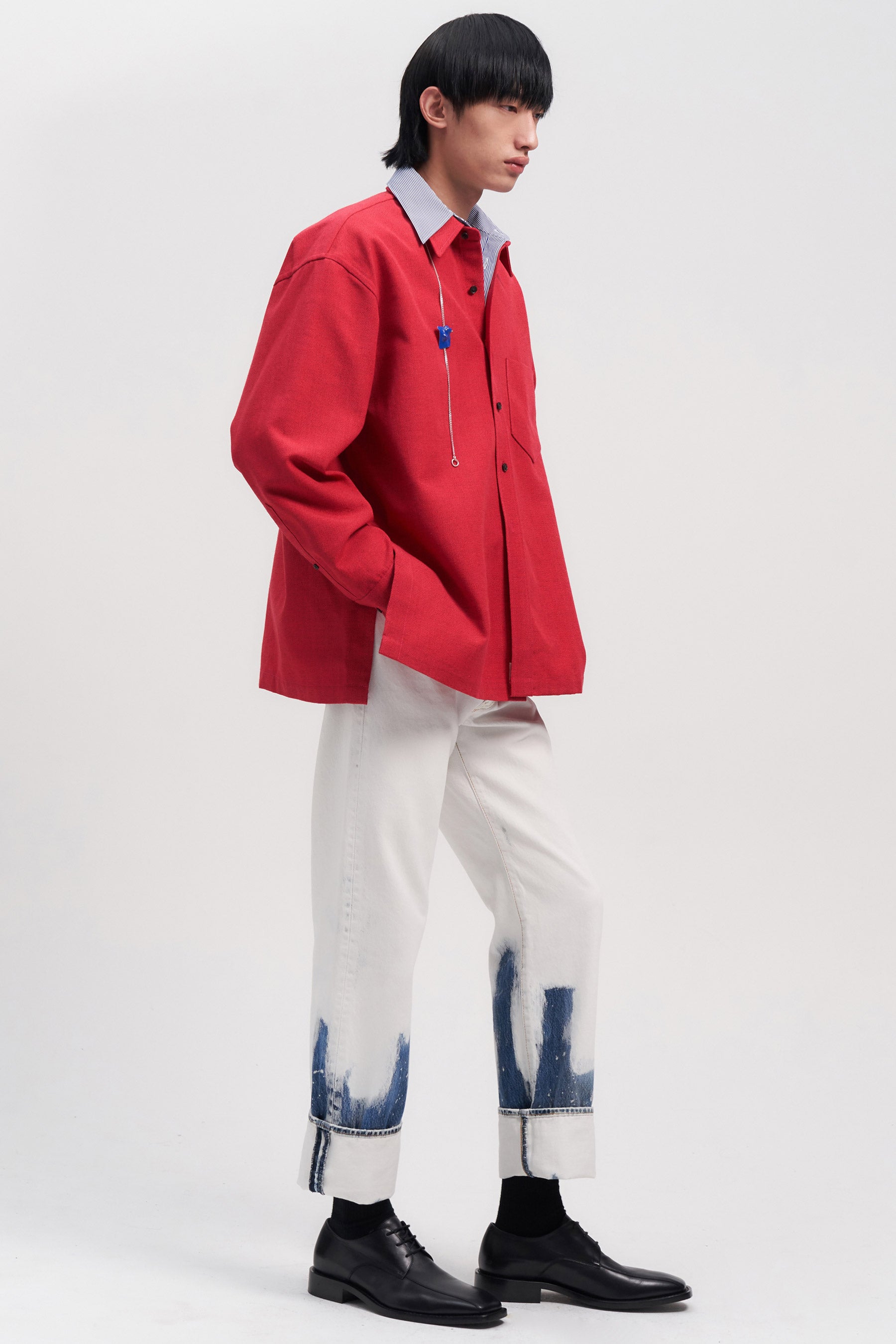 Red Woollen Square Overshirt