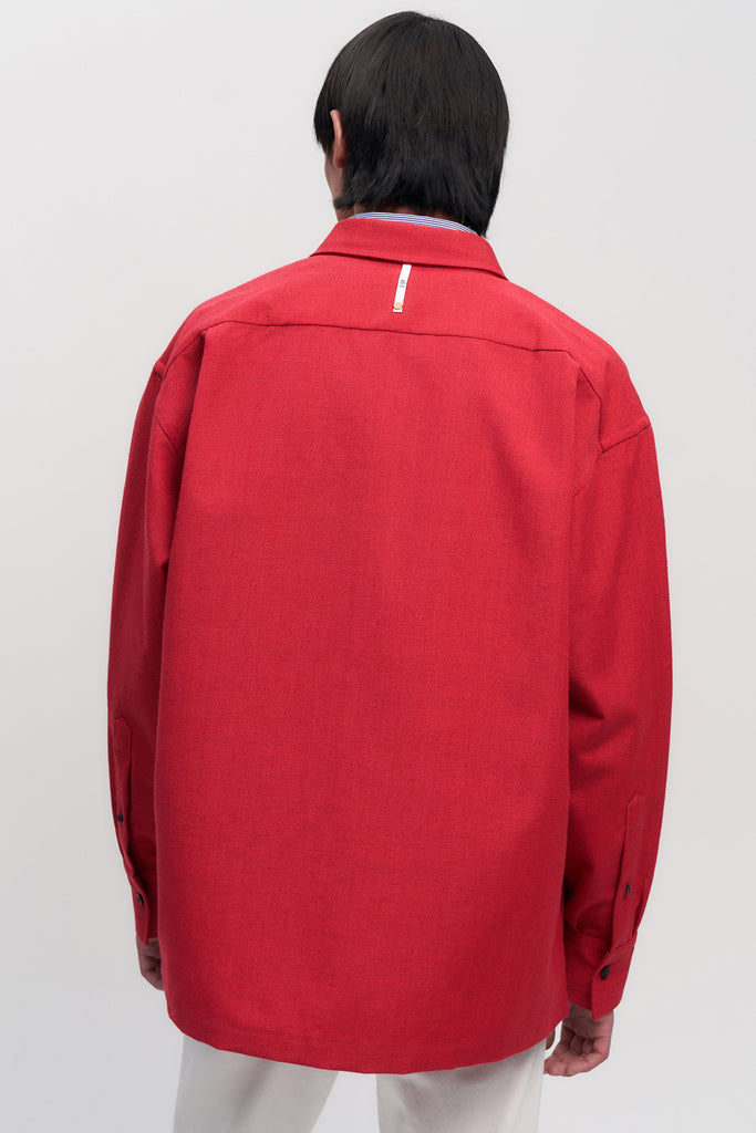 Red Woollen Square Overshirt