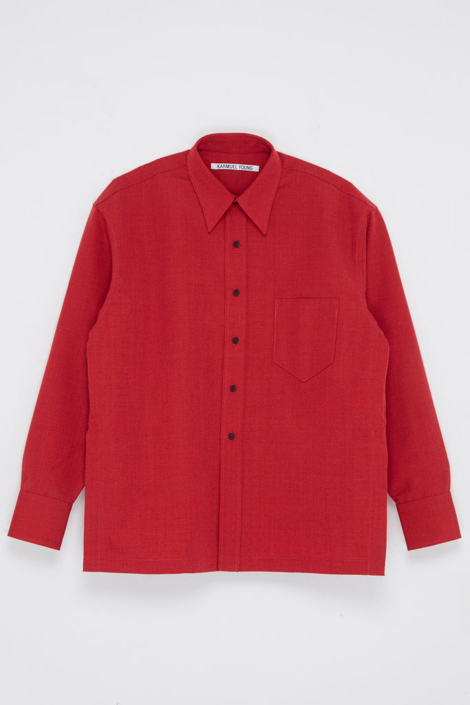 Red Woollen Square Overshirt