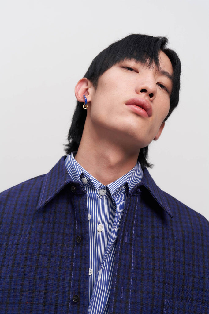 Navy Woollen Square Overshirt