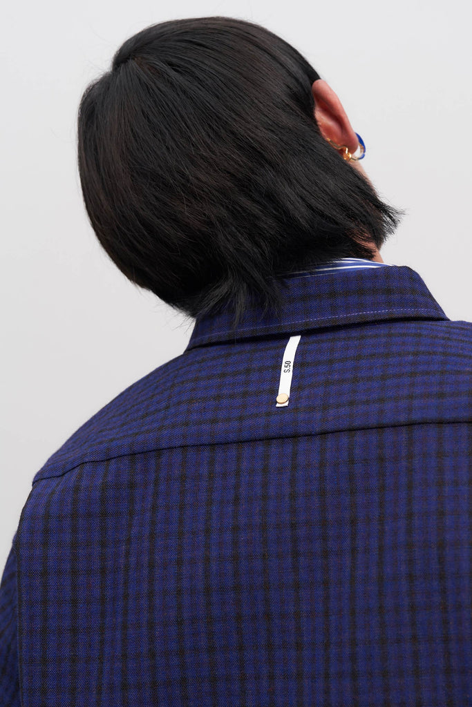 Navy Woollen Square Overshirt