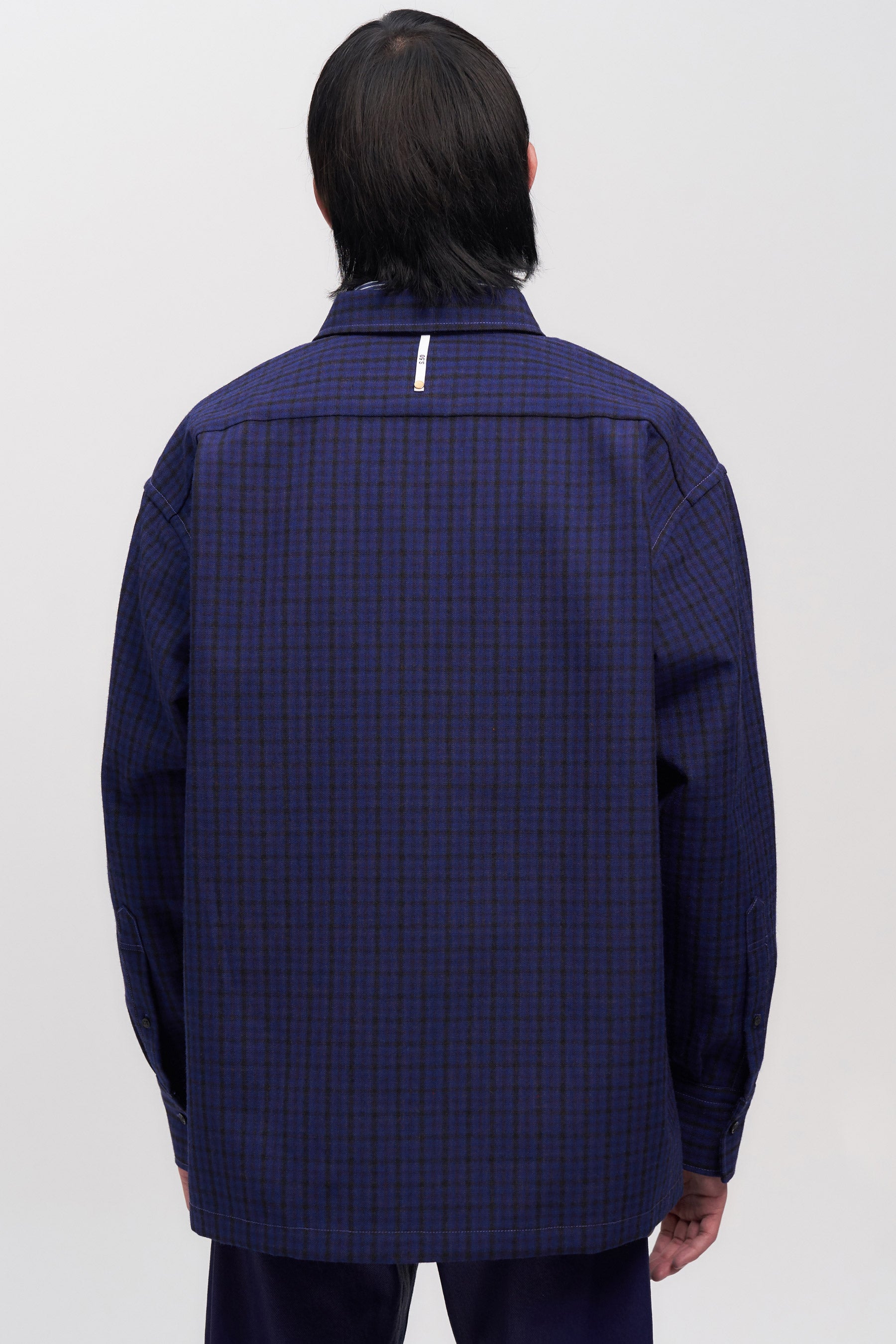 Navy Woollen Square Overshirt