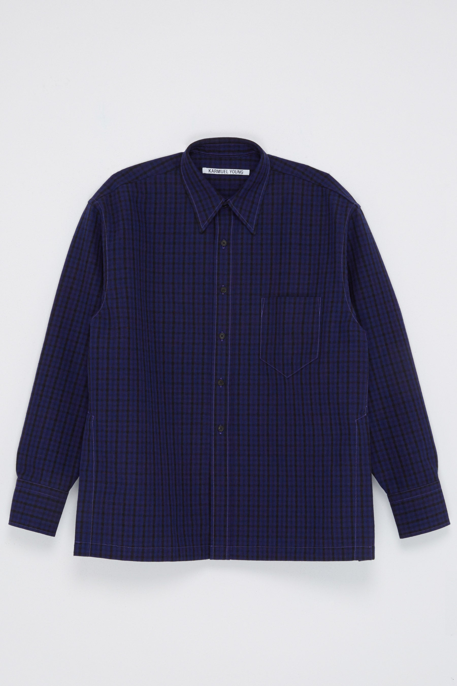 Navy Woollen Square Overshirt