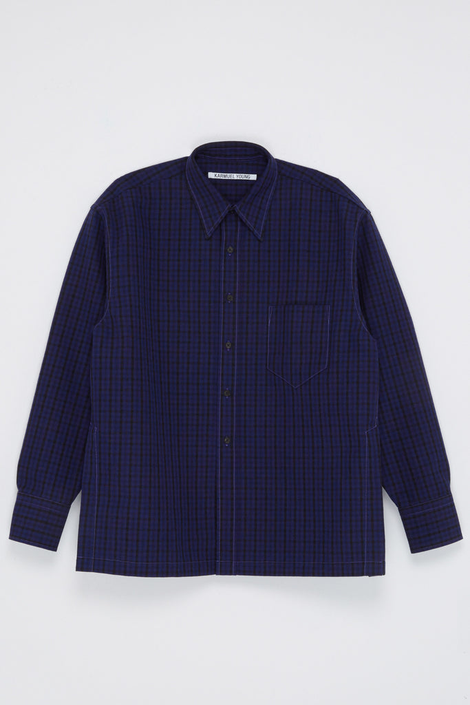 Navy Woollen Square Overshirt