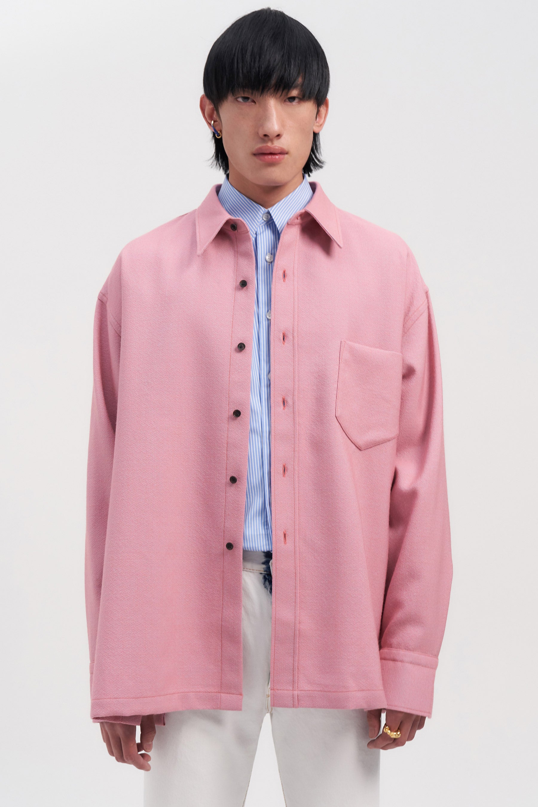 Pink Woollen Square Overshirt