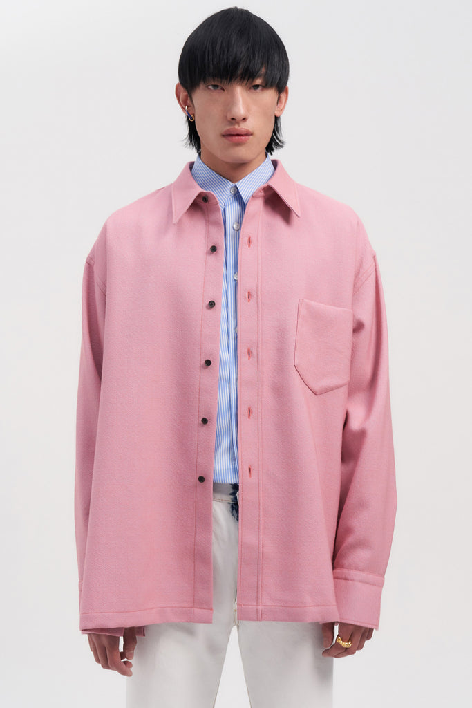 Pink Woollen Square Overshirt