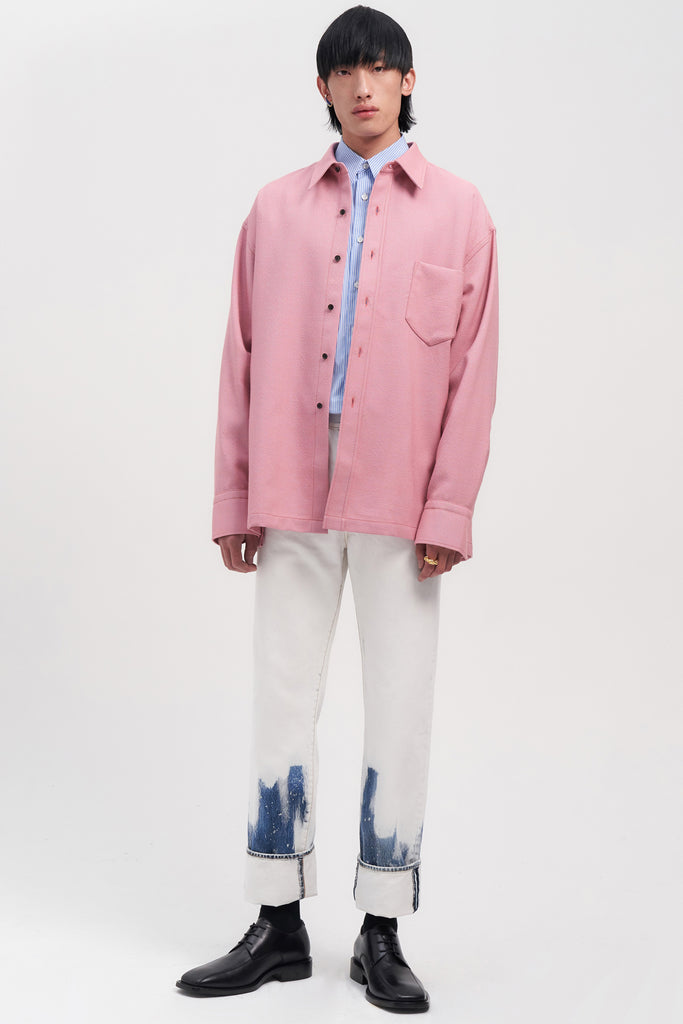 Pink Woollen Square Overshirt