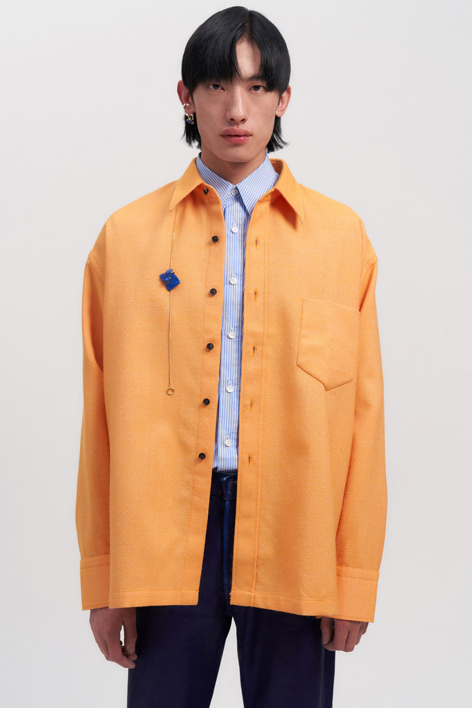 Orange Woollen Square Overshirt