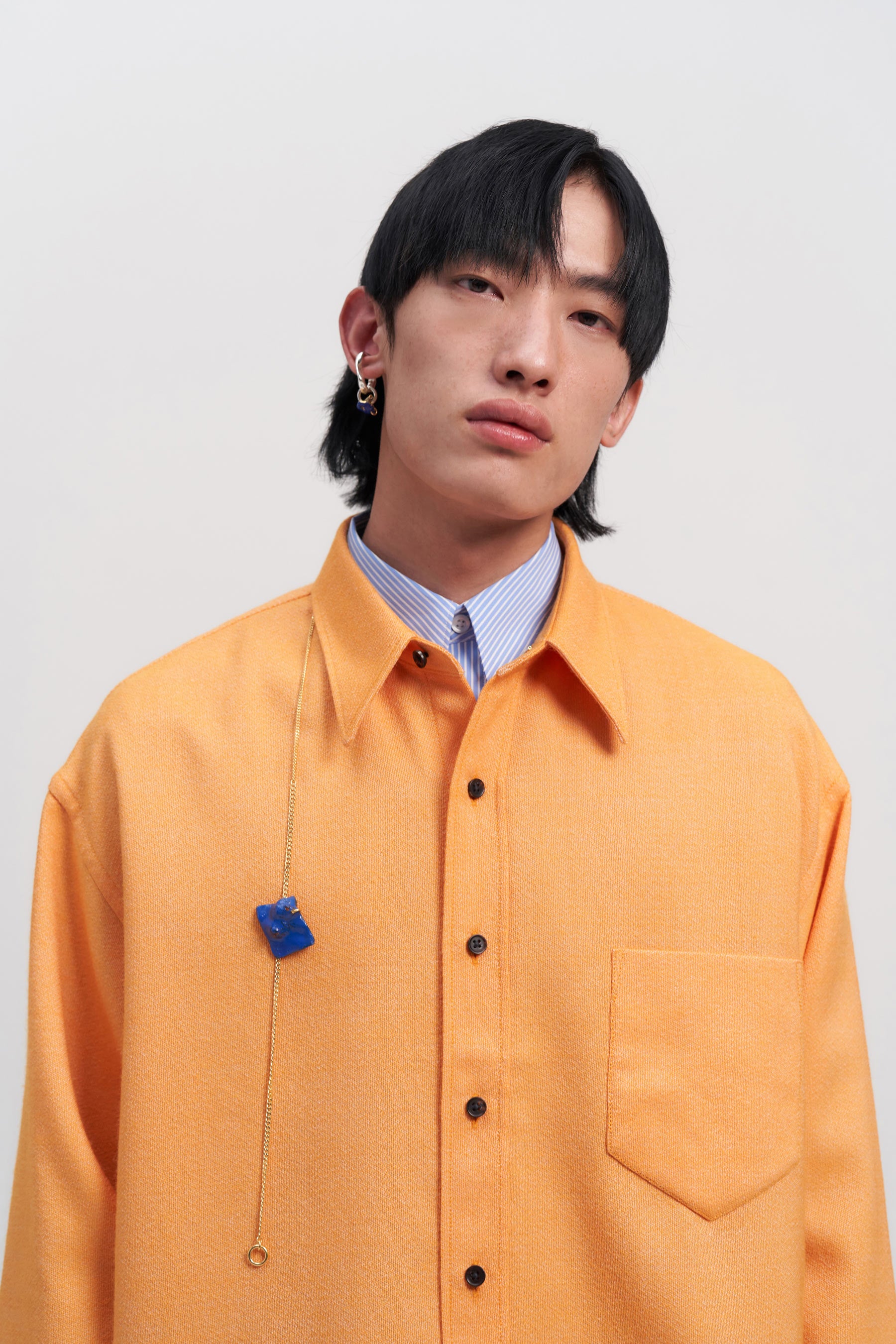 Orange Woollen Square Overshirt