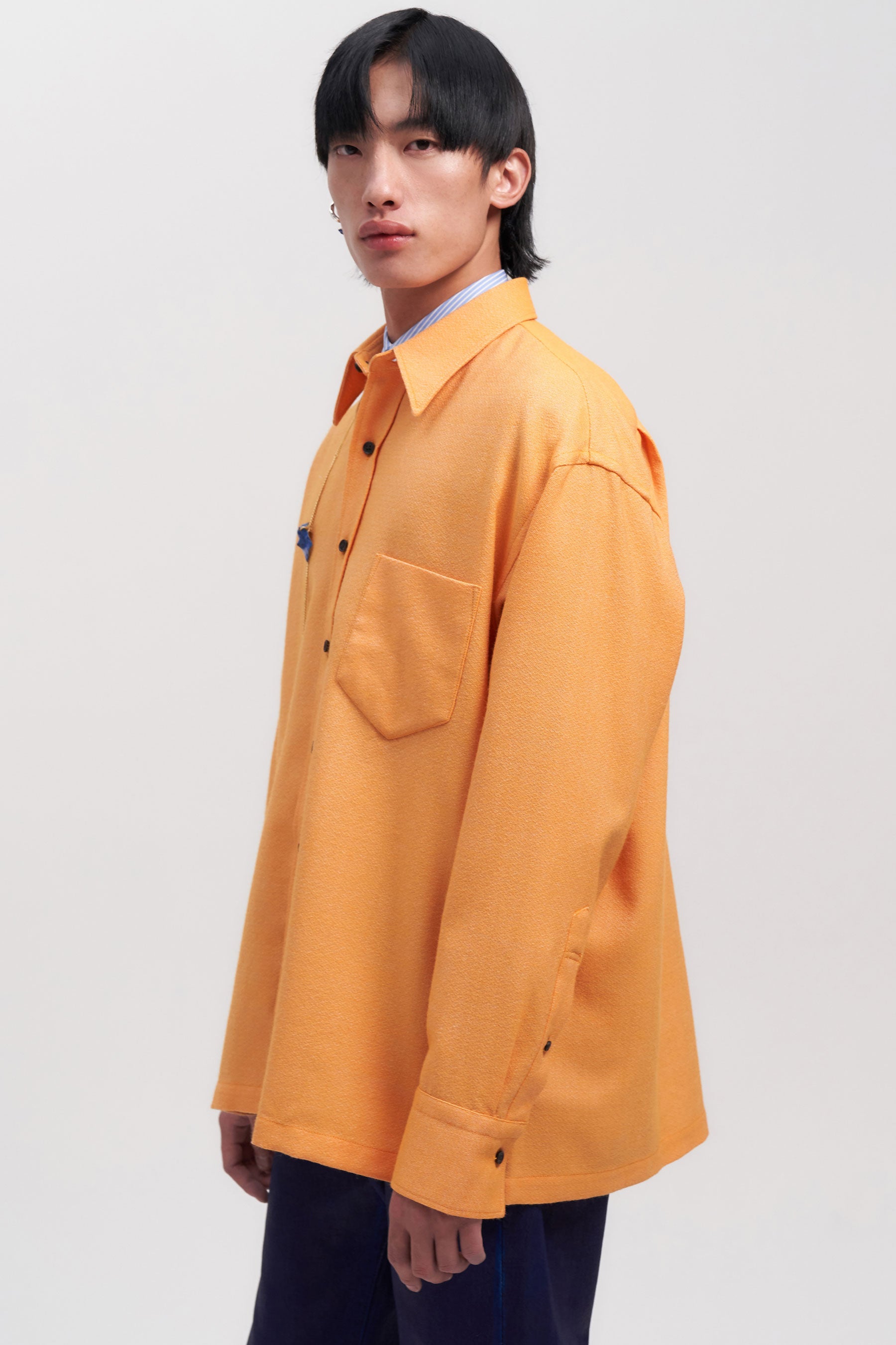 Orange Woollen Square Overshirt