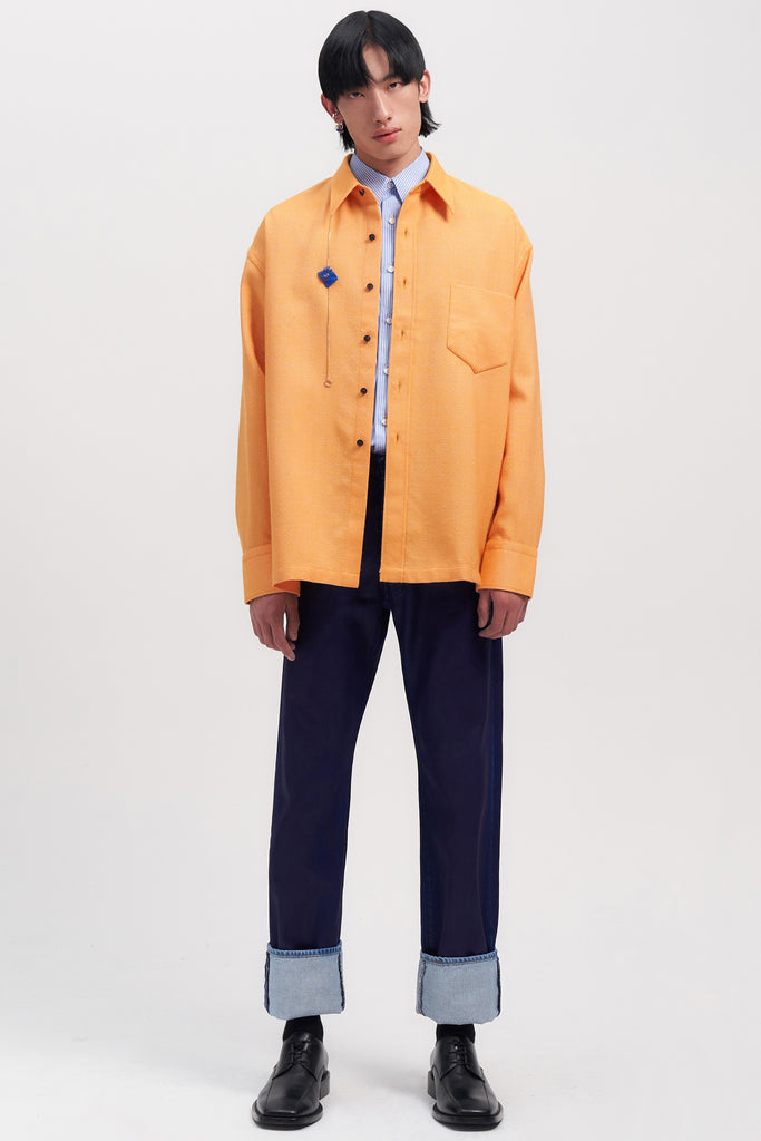 Orange Woollen Square Overshirt