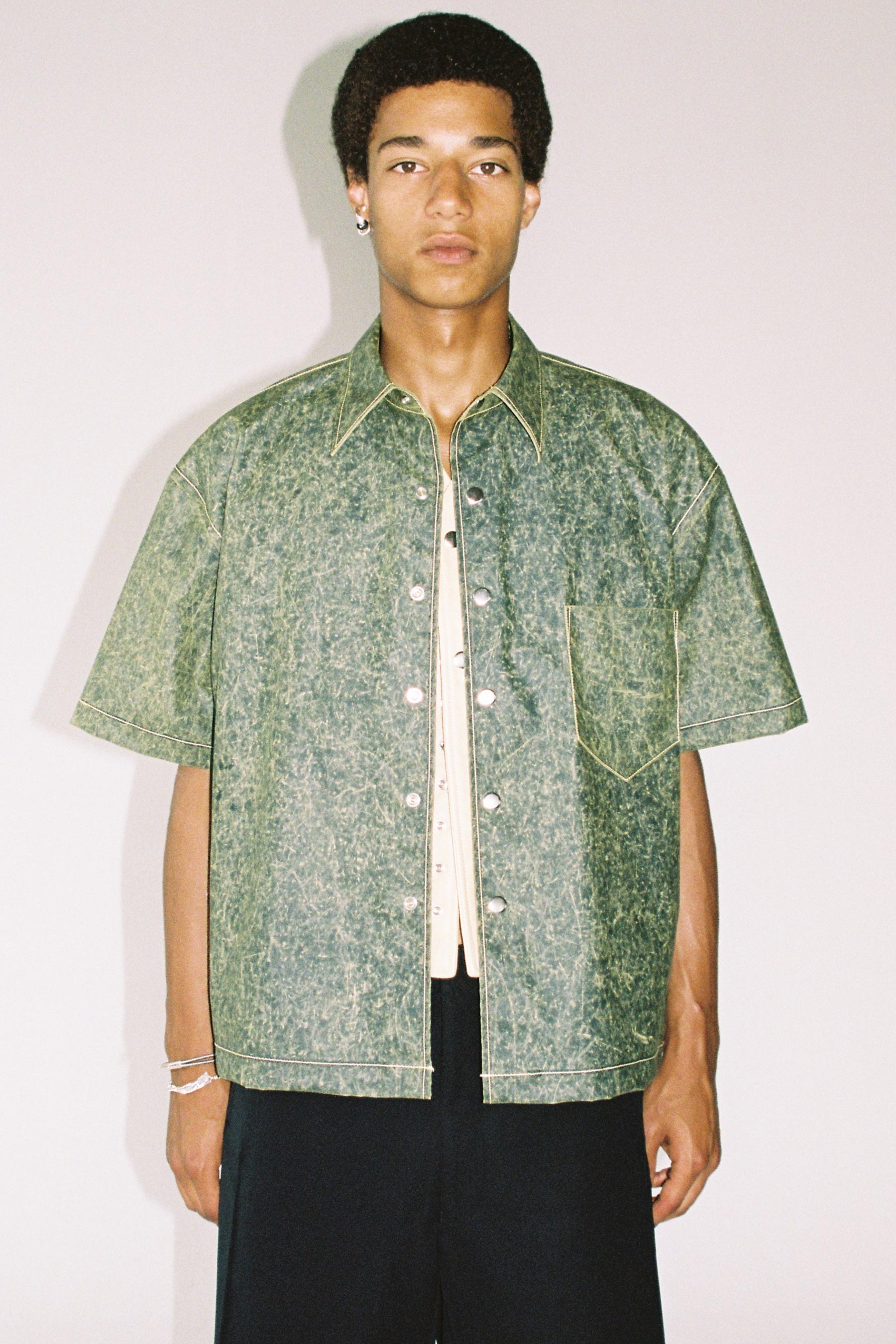 Olive Green Square Short Sleeved Overshirt