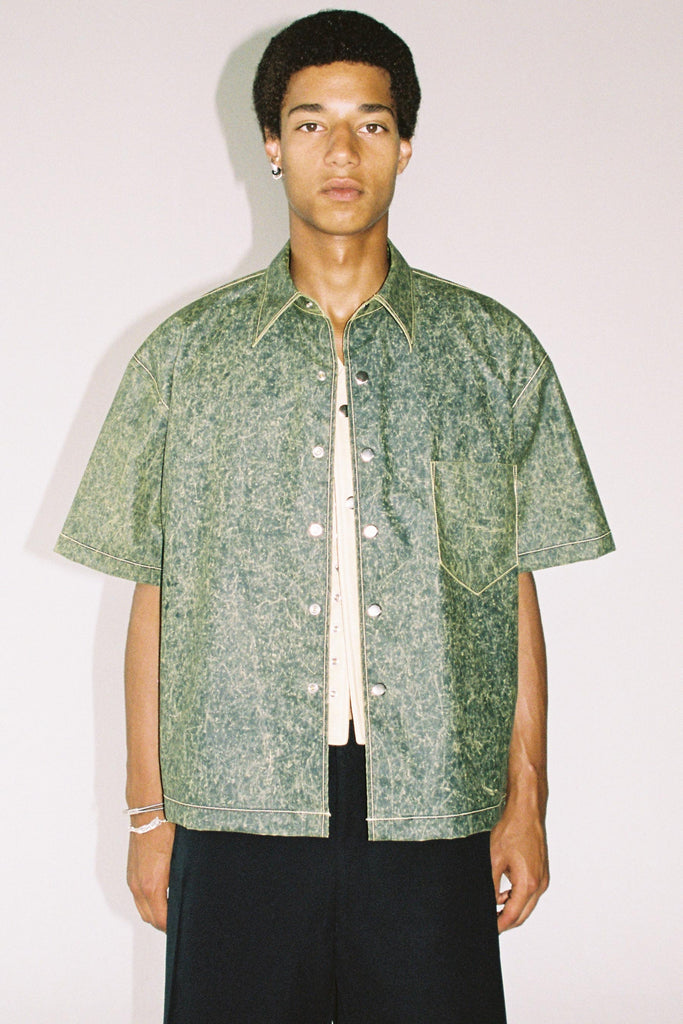 Olive Green Square Short Sleeved Overshirt