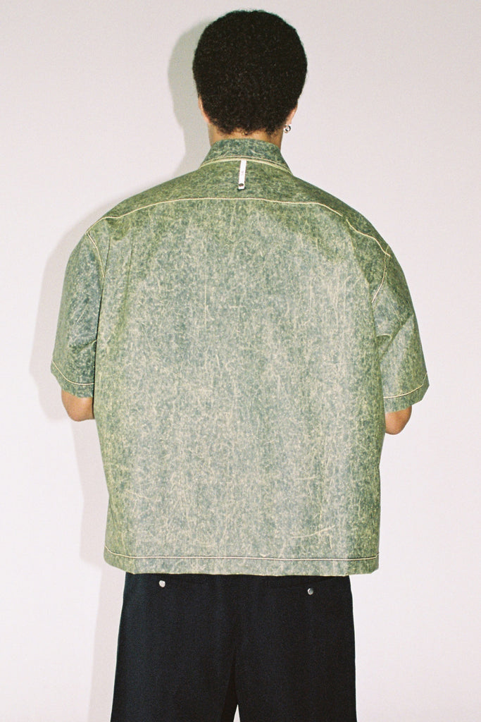 Olive Green Square Short Sleeved Overshirt