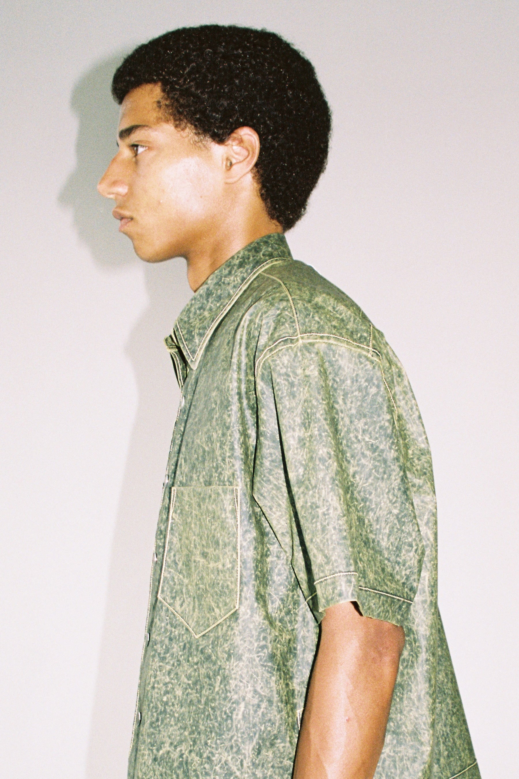 Olive Green Square Short Sleeved Overshirt