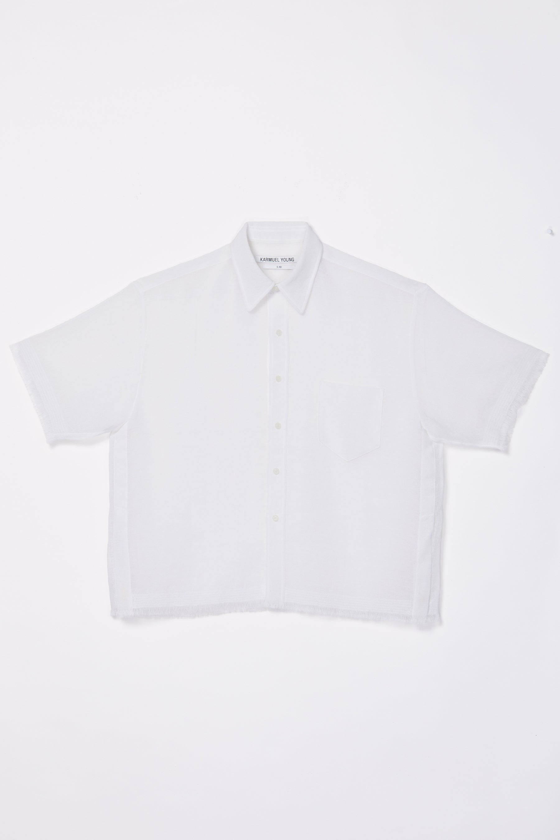 White Polyester Square Short Sleeved Overshirt
