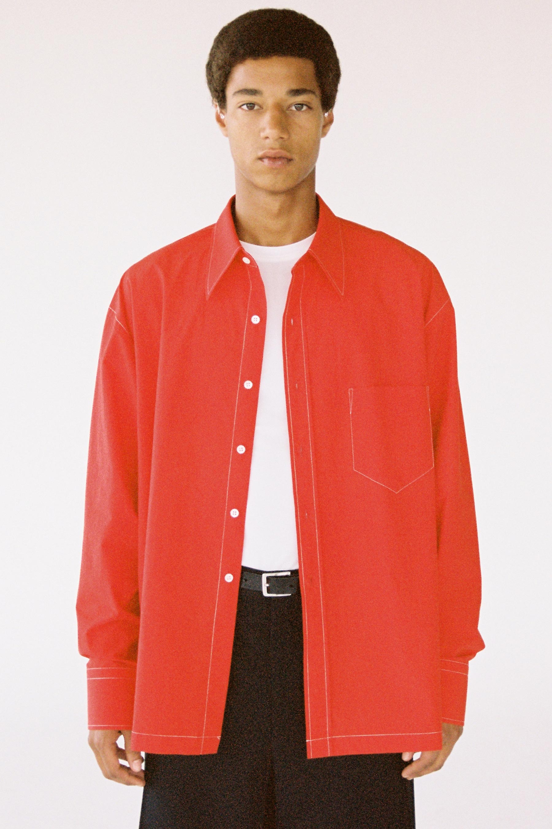 Red Cotton Square Overshirt