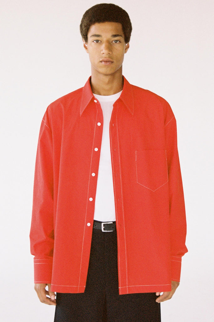 Red Cotton Square Overshirt