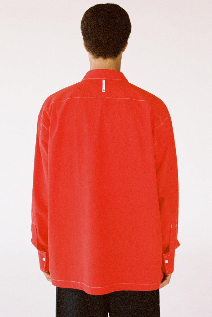 Red Cotton Square Overshirt