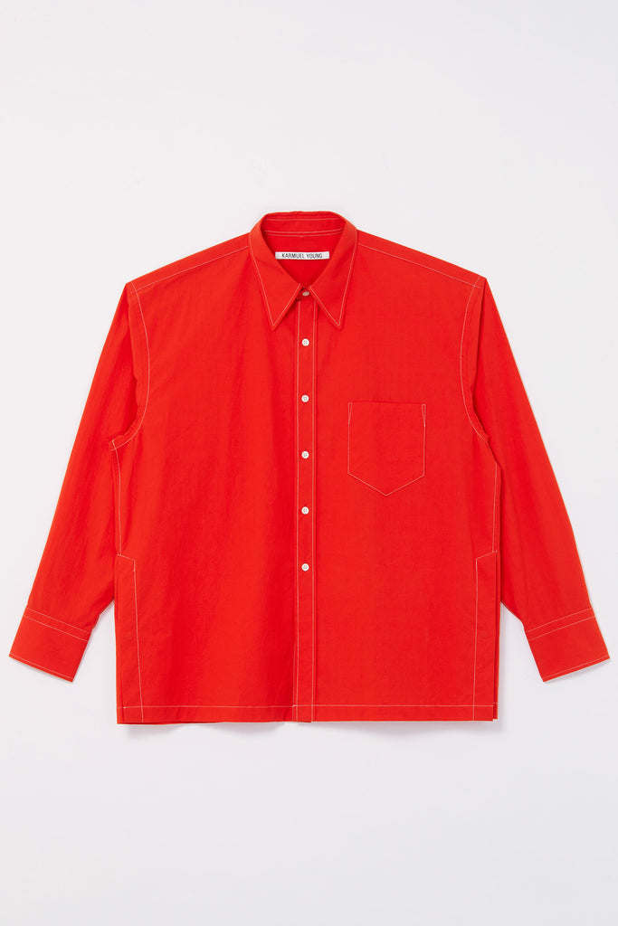 Red Cotton Square Overshirt