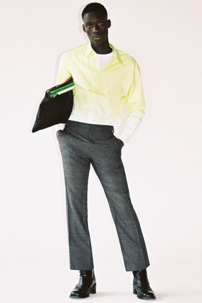 Green Cotton Gradient Weaved Trapezium Shirt