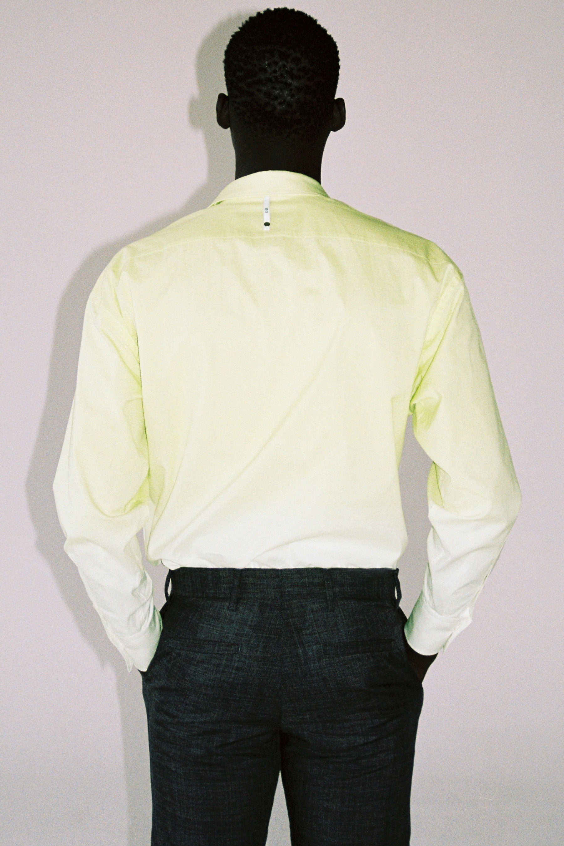 Green Cotton Gradient Weaved Trapezium Shirt