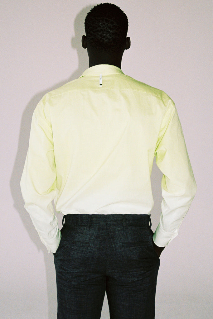 Green Cotton Gradient Weaved Trapezium Shirt