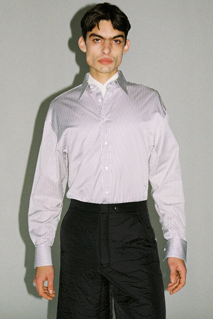 Red Tartan Check Cotton Trapezium Shirt