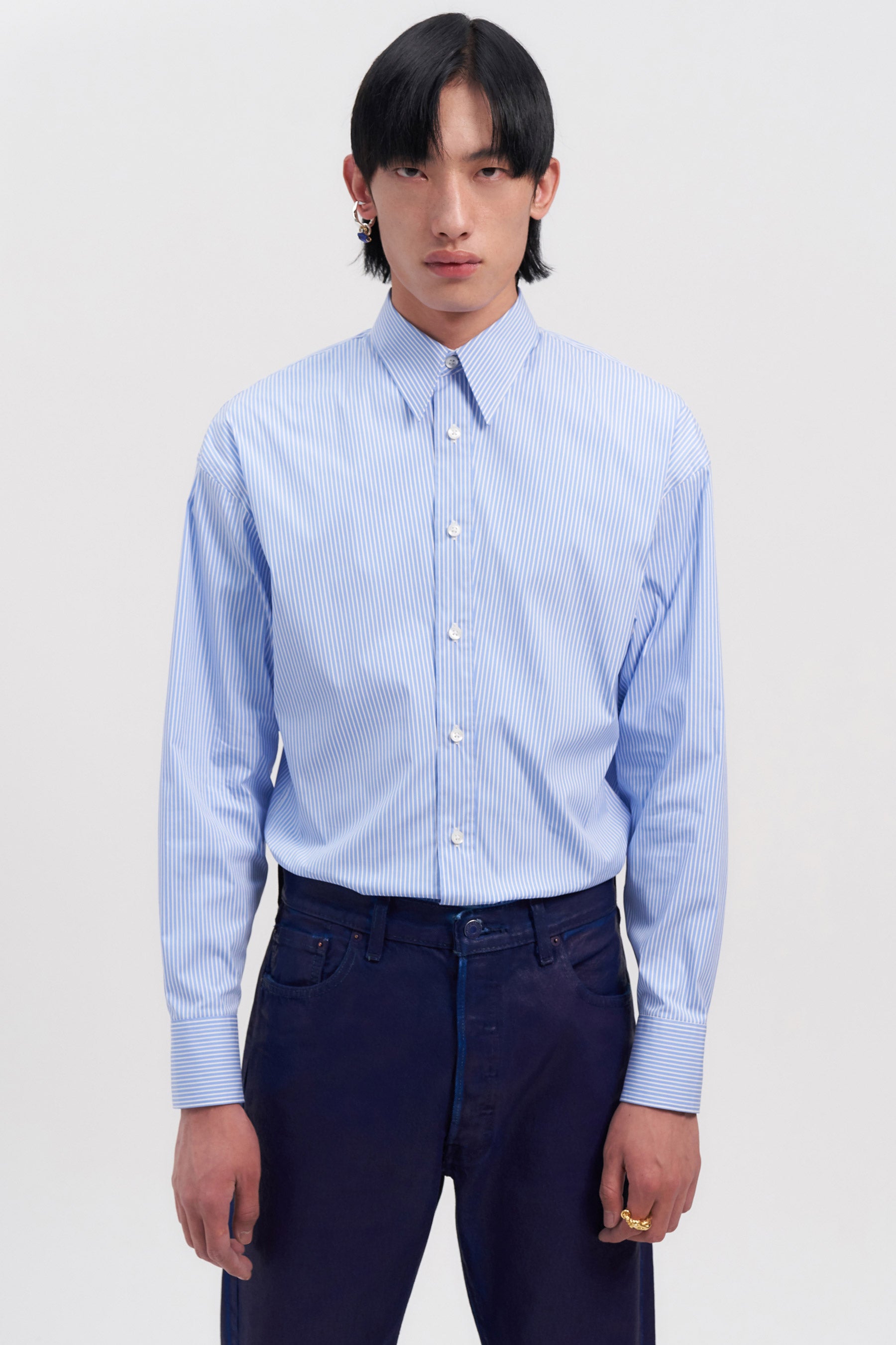 Light Blue Stripe Trapezium Shirt