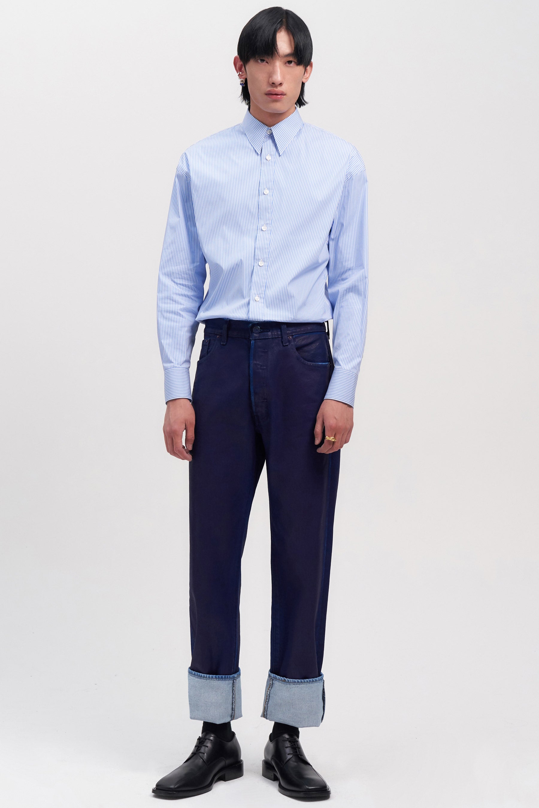 Light Blue Stripe Trapezium Shirt