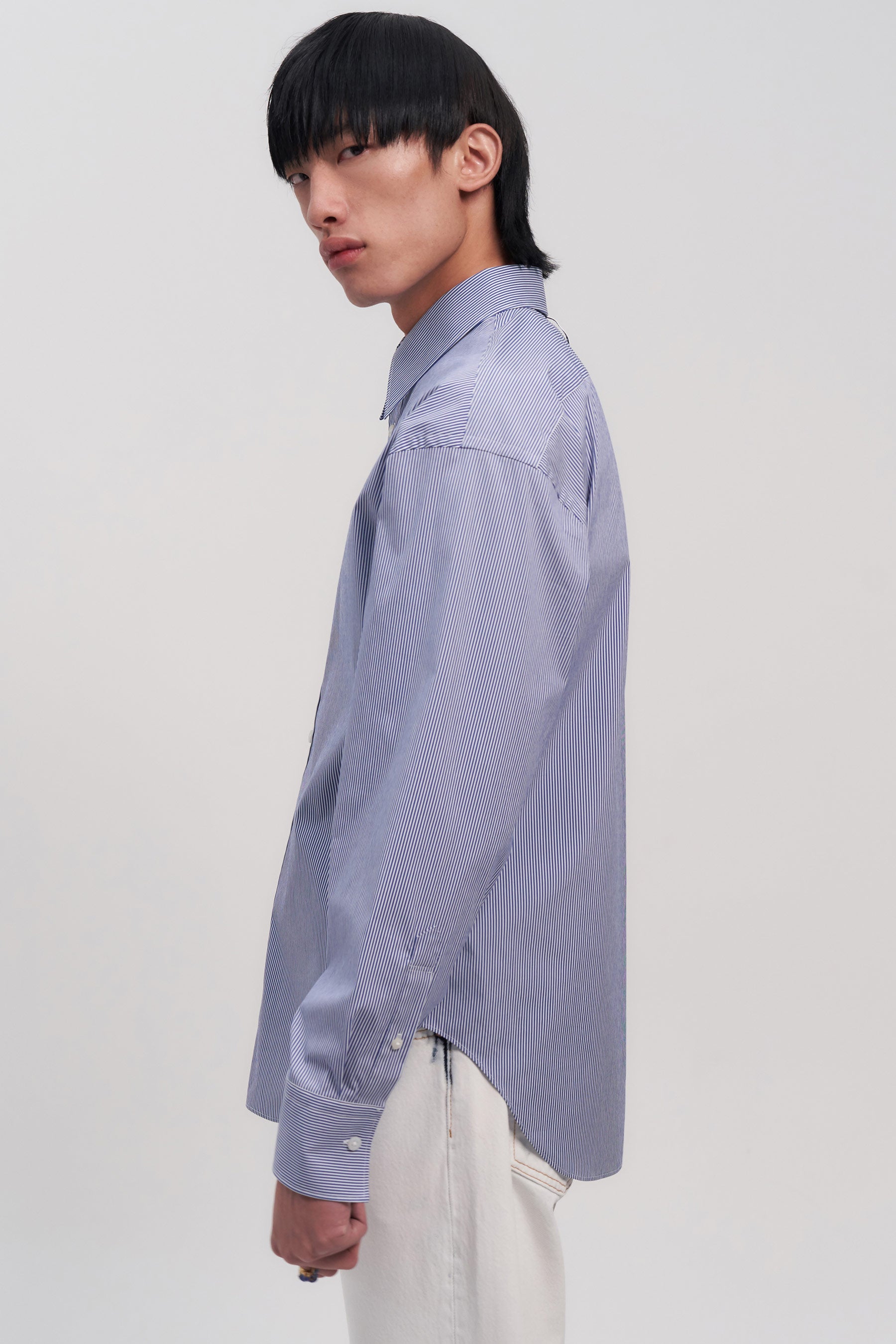 Navy Stripe Trapezium Shirt
