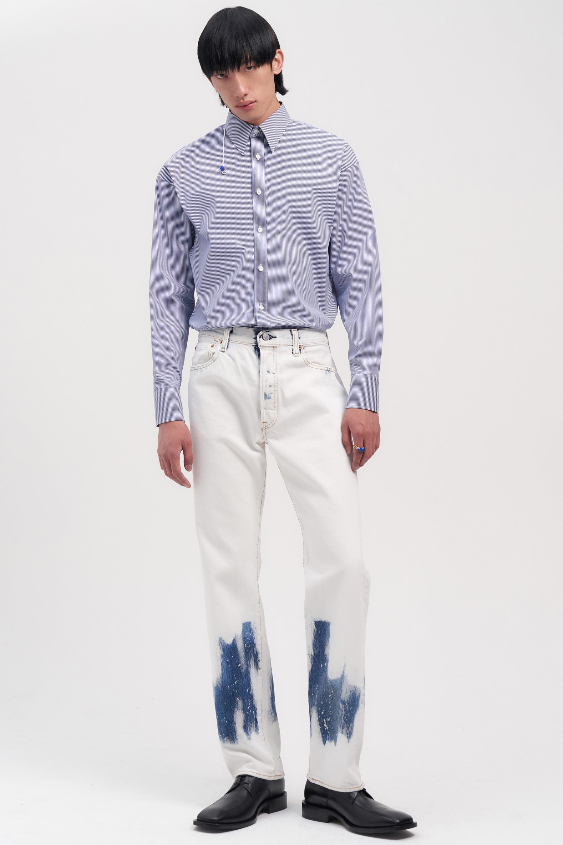 Navy Stripe Trapezium Shirt