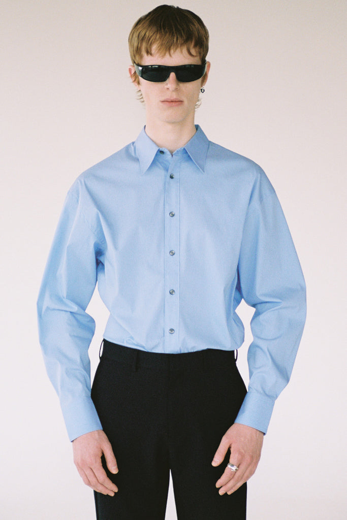 Light Blue Pinstripe Trapezium Shirt